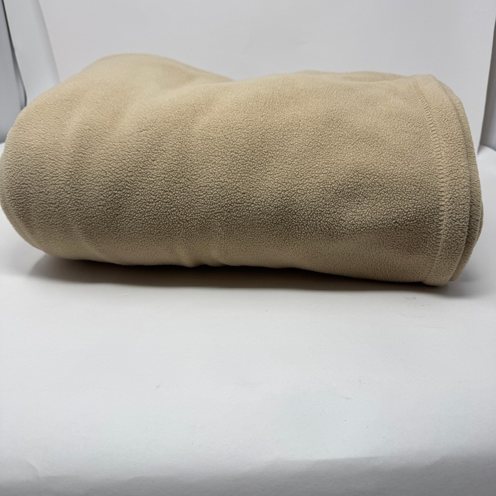 Target Essentials Tan Fleece Throw Blanket Soft Cozy Polyester ~65" x 90" Twin